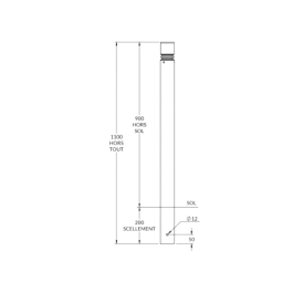 Potelet 2 gorges riveté à sceller Ø 76 mm - H 0,90 cm