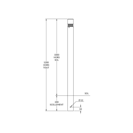 Potelet 2 gorges riveté à sceller Ø 76 mm - H 100 cm