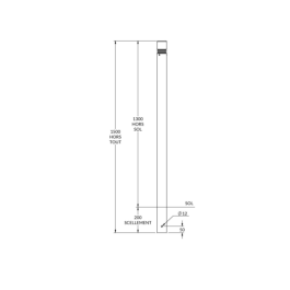 Potelet 2 gorges riveté à sceller Ø 76 mm - H 130 cm