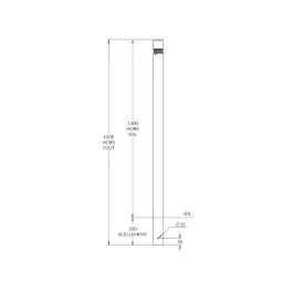 Potelet PMR 2 gorges riveté à sceller Ø 76 mm - H 130 cm