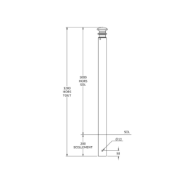Potelet Elégance  riveté à sceller Ø 76 mm - H 100 cm