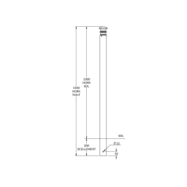 Potelet PMR Elégance  riveté à sceller Ø 76 mm - H 1.30 cm