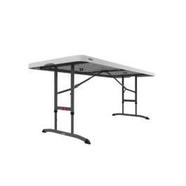 Table enfant pliante blanche 183x76cm hauteur ajustable, plastique, solide, polyéthylène HDPE pur, recyclable, table 6 personnes