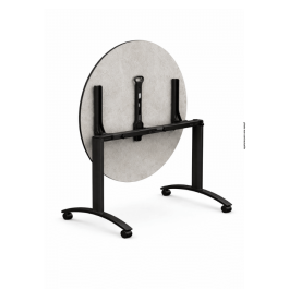 Table ronde rabattable sur roulettes mélaminée Ø120 cm| ISY