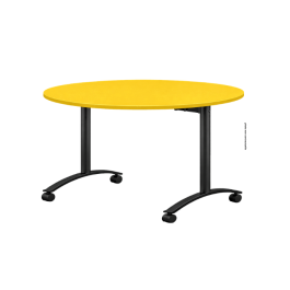 Table ronde à roulettes plateau mélaminé rabattable Ø120 cm - ISY