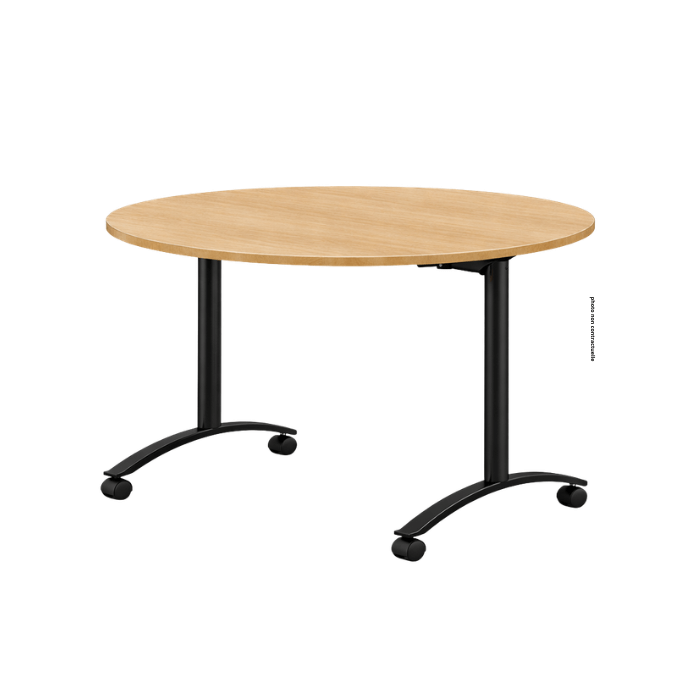 Table ronde rabattable sur roulettes mélaminée Ø120 cm| ISY