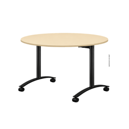 Table ronde rabattable sur roulettes mélaminée Ø120 cm| ISY