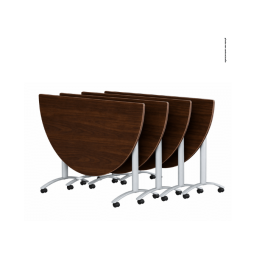 Table demi-ronde rabattable sur roulettes stratifiée Ø160 cm| ISY