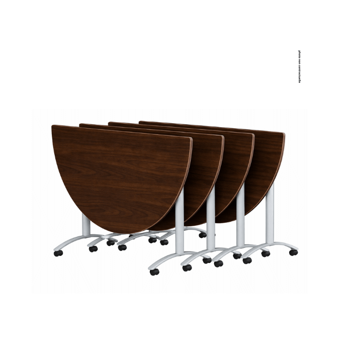 Table demi-ronde rabattable sur roulettes stratifiée Ø160 cm| ISY