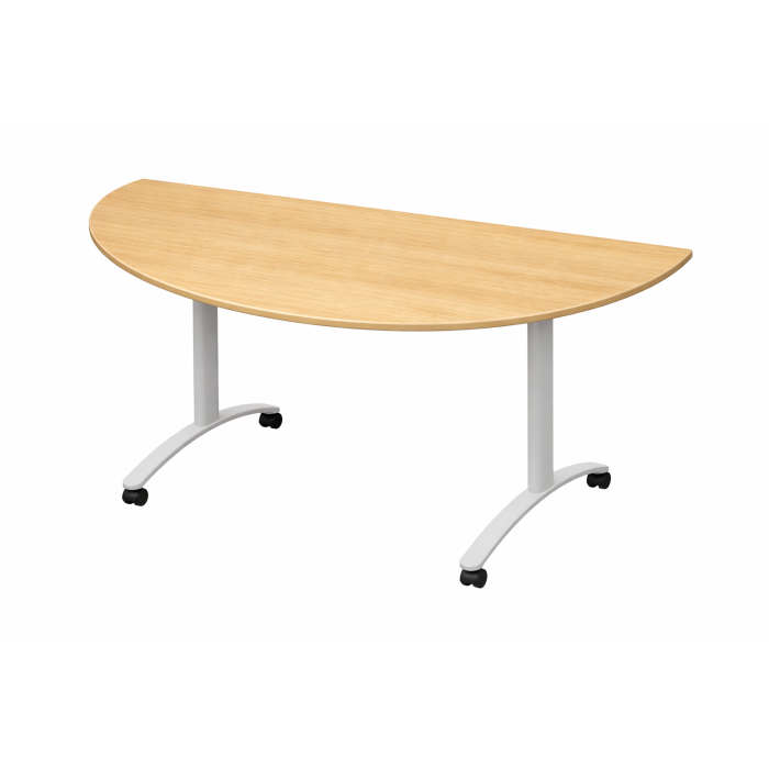 Table demi-ronde rabattable sur roulettes stratifiée Ø160 cm| ISY