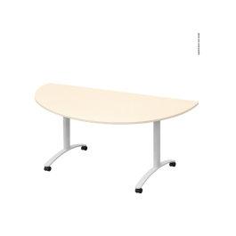 Table demi-ronde rabattable sur roulettesmélaminée Ø160 cm| ISY
