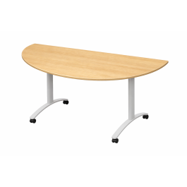 Table demi-ronde rabattable sur roulettesmélaminée Ø160 cm| ISY