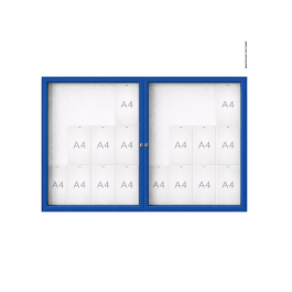 Vitrine "1000" extérieure double battant- 24 A4 - PROCITY RAL 5010 Bleu Foncé