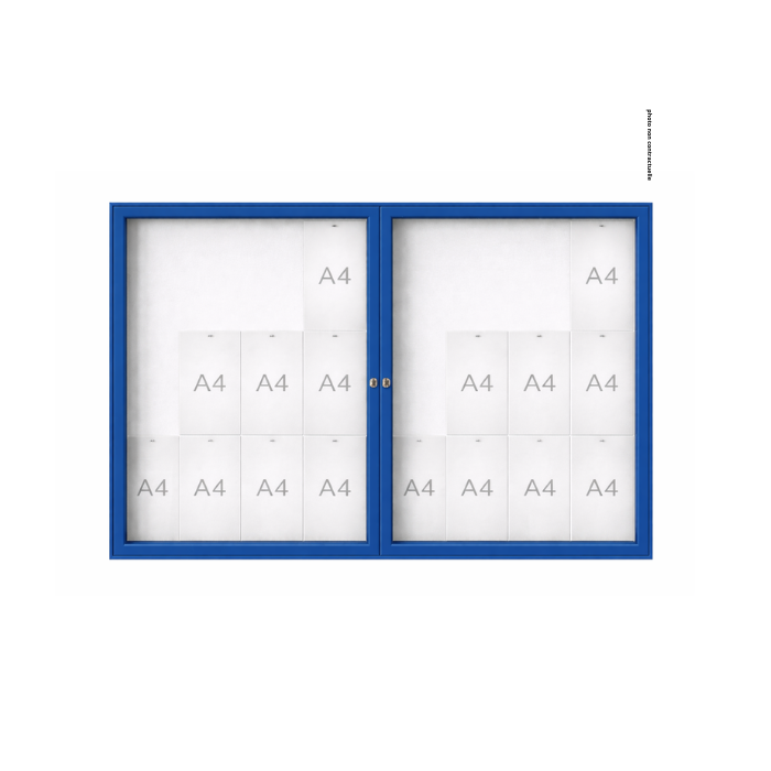 Vitrine "1000" extérieure double battant- 24 A4 - PROCITY RAL 5010 Bleu Foncé