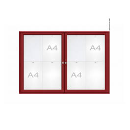 Vitrine "1000" vitrage Plexichocs® extérieure double battant- 8 A4 - PROCITY Rouge