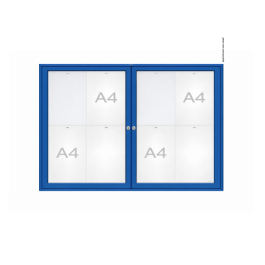 Vitrine "1000" vitrage Plexichocs® extérieure double battant- 8 A4 - PROCITY Bleu