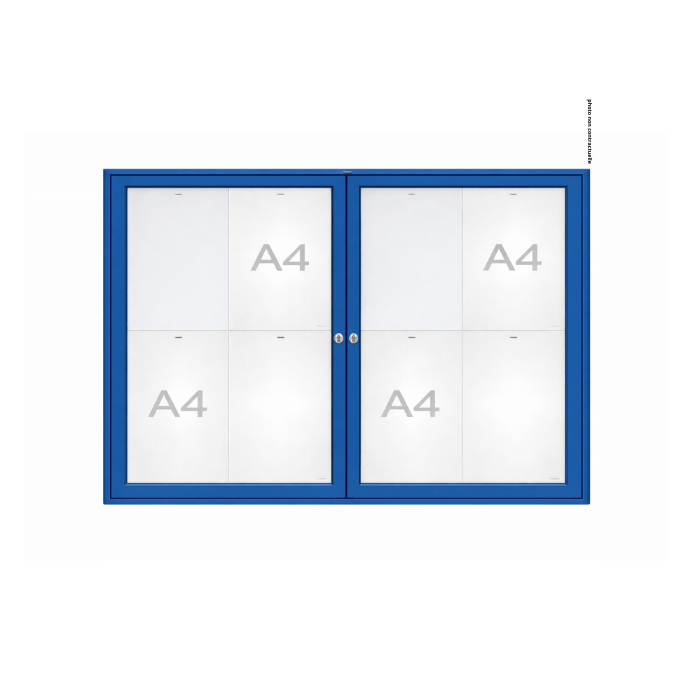 Vitrine "1000" vitrage Plexichocs® extérieure double battant- 8 A4 - PROCITY Bleu