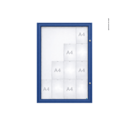 Vitrine "1000" vitrage Plexichocs® extérieure porte battante- 16 A4 - PROCITY Bleu