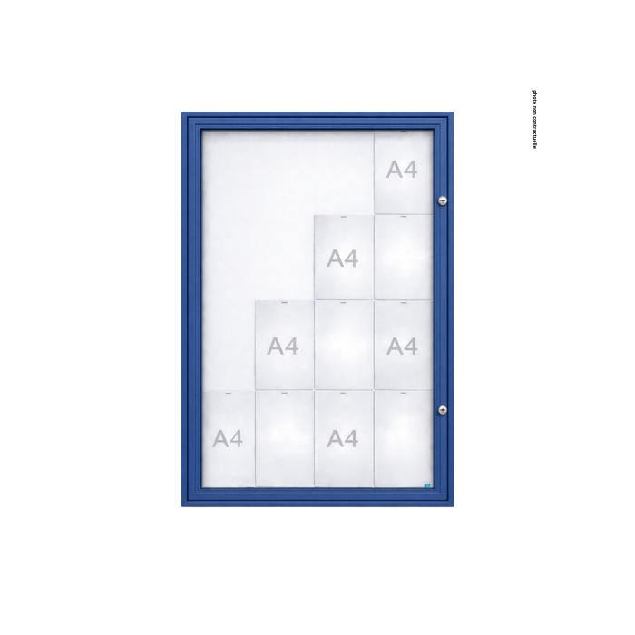 Vitrine "1000" vitrage Plexichocs® extérieure porte battante- 16 A4 - PROCITY Bleu