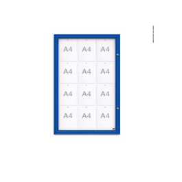 Vitrine "1000" vitrage Plexichocs® extérieure 1 porte battante- 12 A4 - PROCITY Bleu Foncé