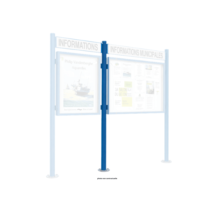 Poteau sur platine Quatro complémentaire sans bandeau-titre - h 2208 mm pour Vitrine "1000" et "2000" - PROCITY