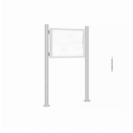 Kit 2 poteaux sur platines Quatro initiaux sur platines sans bandeau-titre - h 2058 mm pour Vitrine "1000" et "2000" - PROCITY