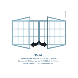Vitrine "1000" vitrage Plexichocs® extérieure double battant- 24 A4 - PROCITY
