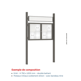 Vitrine "1000" vitrage Plexichocs® extérieure double battant- 8 A4 - PROCITY