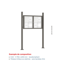 Vitrine "1000" vitrage Plexichocs® extérieure double battant- 8 A4 - PROCITY