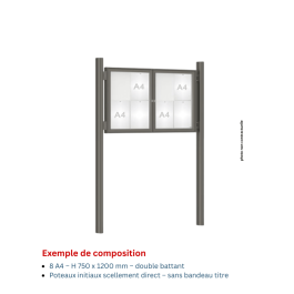 Vitrine "1000" vitrage Plexichocs® extérieure double battant- 8 A4 - PROCITY