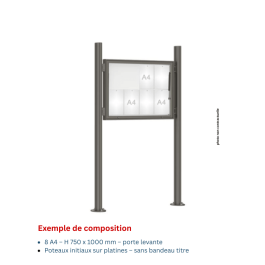 Vitrine "1000" vitrage en verre sécurisé extérieure 1 porte levante - 8 A4 - PROCITY