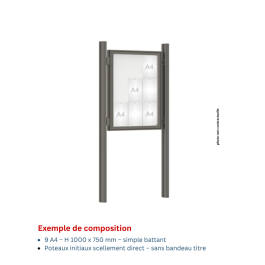 Vitrine "1000" vitrage Plexichocs® extérieure 1 porte battante- 9 A4 - PROCITY