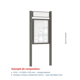 Vitrine "1000" vitrage Plexichocs® extérieure 1 porte battante- 9 A4 - PROCITY