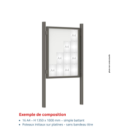 Vitrine "1000" vitrage Plexichocs® extérieure 1 porte battante- 16 A4 - PROCITY