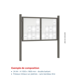 Vitrine "1000" vitrage Plexichocs® extérieure double battant- 24 A4 - PROCITY