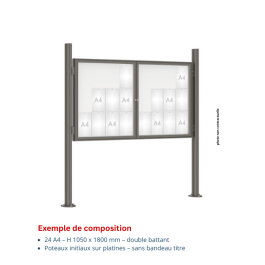 Vitrine "1000" vitrage Plexichocs® extérieure double battant- 24 A4 - PROCITY