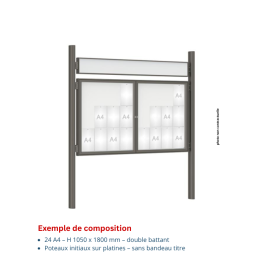 Vitrine "1000" vitrage Plexichocs® extérieure double battant- 24 A4 - PROCITY
