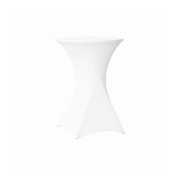 Housse mange-debout en lycra 210 gr, diamètre 80 cm, hauteur 110 cm. Stretch, résistante et infroissable, idéale pour événements