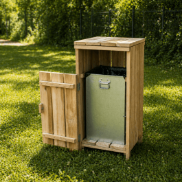 Corbeille Oléa pin du nord traité avec seau acier  – 90  litres - EUROSYLVIA