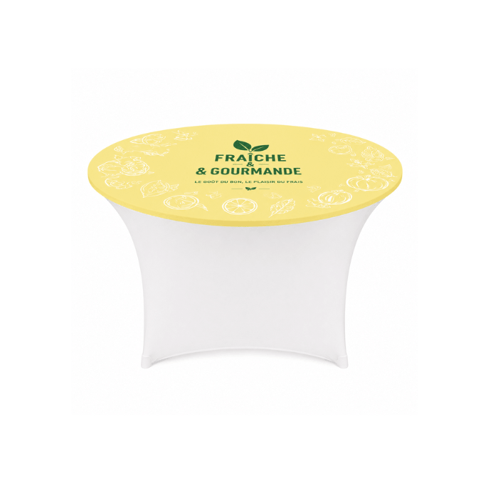 Housse personnalisable pour plateau de table Ø152 cm lycra 210 gr/m² – Covertex Pro