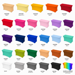 Nuancier Housse pour table 122x76 cm lycra 210 gr/m²– Nappe stretch professionnelle
