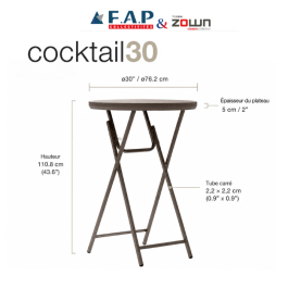 Table Cocktail30 pliante collection Premium Ø76 - ZOWN-Maxchief