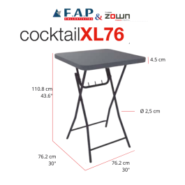Mange-debout carré pliant polyéthylène HDPE Cocktail-XL76 New Classic 76x76 cm - ZOWN-Maxchief