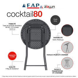 Mange debout pliant polyéthylène ronde HDPE Cocktail80 New Classic Ø81cm - ZOWN-Maxchief