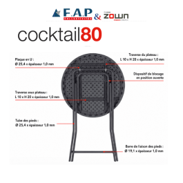 Mange debout pliant polyéthylène ronde HDPE Cocktail80 New Classic Ø81cm - ZOWN-Maxchief
