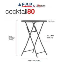 Mange debout pliant polyéthylène ronde HDPE Cocktail80 New Classic Ø81cm - ZOWN-Maxchief