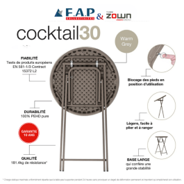 Table Cocktail30 pliante collection Premium Ø76 - ZOWN-Maxchief