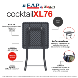 Mange-debout carré pliant polyéthylène HDPE Cocktail-XL76 New Classic 76x76 cm - ZOWN-Maxchief