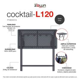 Mange-debout rectangle pliant polyéthylène HDPE CocktailL120 New Classic 122X60 cm - ZOWN-Maxchief