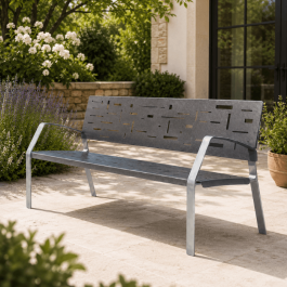 Banc Abstract, 180cm, Assise et dossier en tôle d’acier,  milieu urbain ou rural
